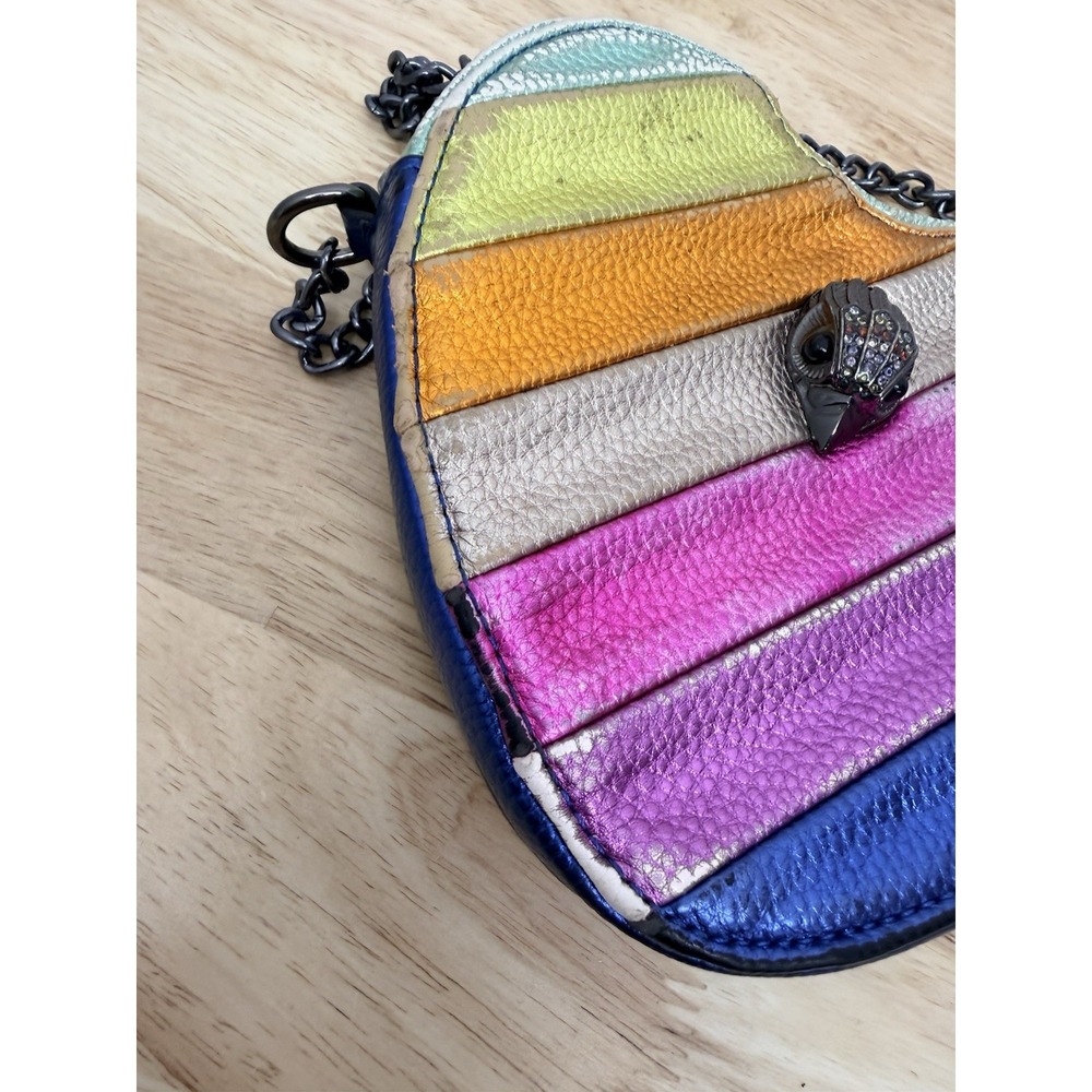 Kurt Geiger London Rainbow Heart Bag Kensington Metallic Leather Crossbody #25 - Picture 5 of 9